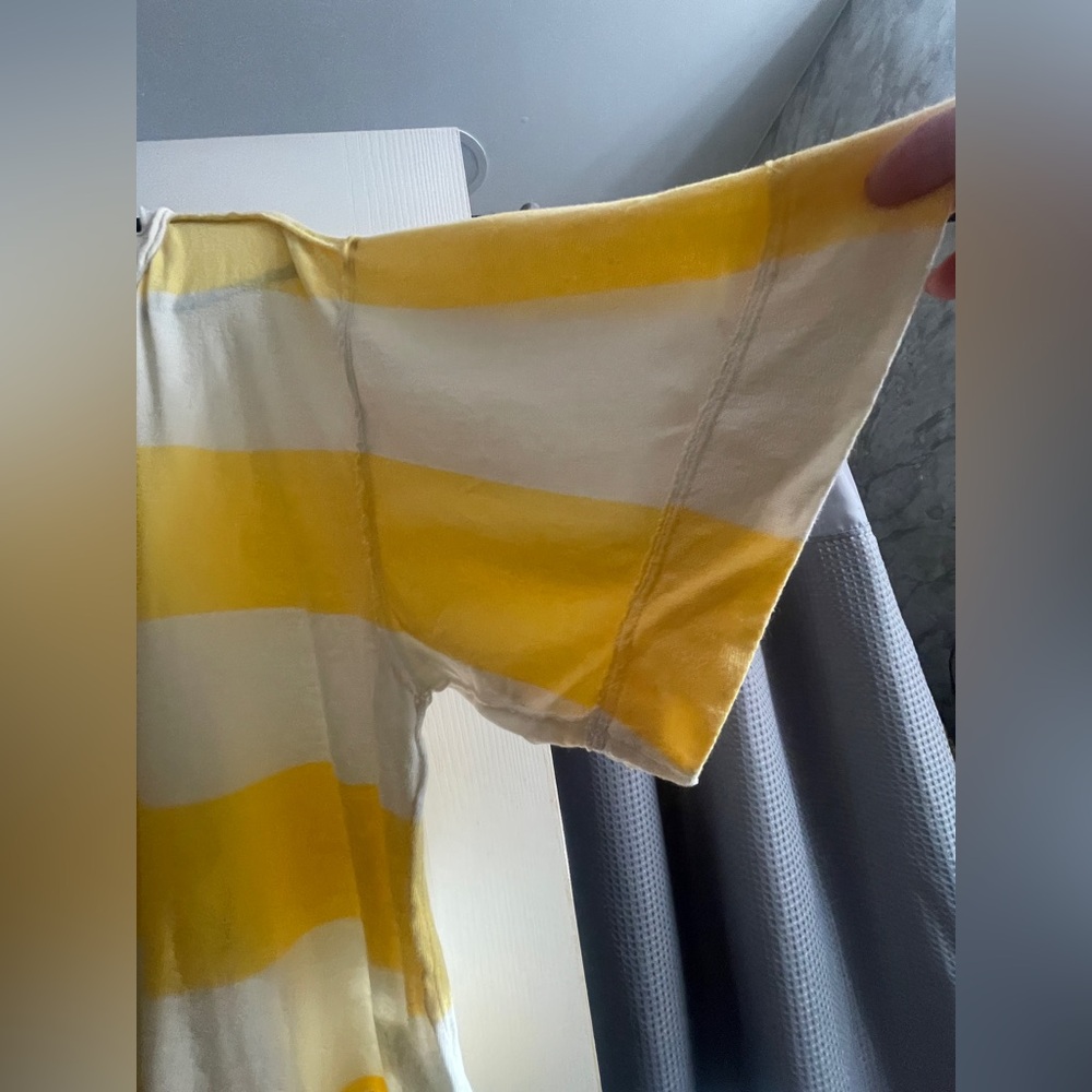 Free People Yellow and Cream Striped Henley Jersey - Picture 7 of 11